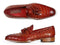 Paul Parkman (FREE Shipping) Men's Reddish Camel Crocodile Embossed Calfskin Tassel Loafers (ID