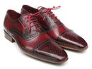 Paul Parkman (FREE Shipping) Men's Side Handsewn Captoe Oxfords - Red / Bordeaux Leather Upper and Leather Sole (ID
