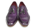 Paul Parkman (FREE Shipping) Men's Tassel Loafers Purple Hand Painted Leather (ID