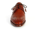 Paul Parkman (FREE Shipping) Men's Tobacco Color Genuine Ostrich Leather Upper Derby Shoes (ID