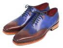 Paul Parkman (FREE Shipping) Men's Wingtip Oxford Goodyear Welted Blue & Brown (ID