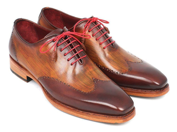 Paul Parkman (FREE Shipping) Men's Wingtip Oxford Goodyear Welted Brown & Camel (ID#81BRW74)-'--JadeMoghul Inc.