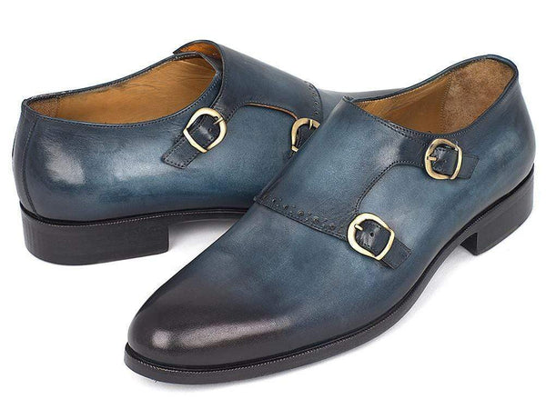 Paul Parkman (FREE Shipping) Navy Double Monkstrap Shoes (ID#HT54-NAVY) PAUL PARKMAN