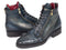 Paul Parkman (FREE Shipping) Navy Genuine Crocodile & Calfskin Side Zipper Boots (ID#41CNV62) PAUL PARKMAN