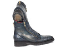 Paul Parkman (FREE Shipping) Navy Genuine Crocodile & Calfskin Side Zipper Boots (ID
