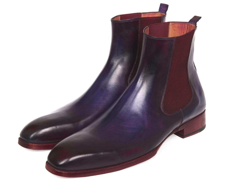Paul Parkman (FREE Shipping) Navy & Purple Chelsea Boots (ID