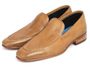 Paul Parkman (FREE Shipping) Perforated Leather Loafers Beige  (ID