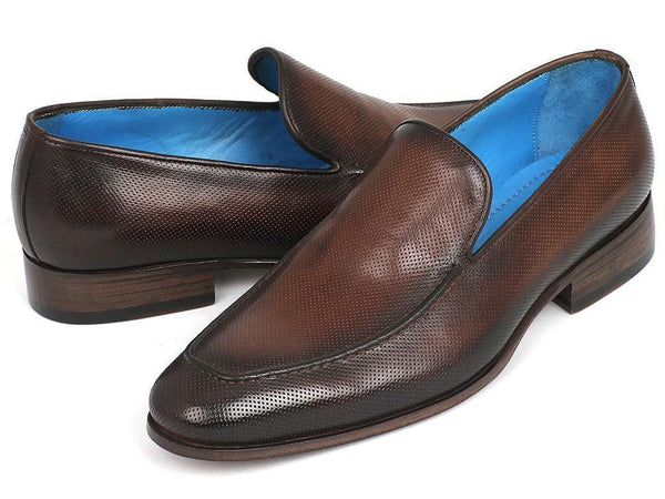Paul Parkman (FREE Shipping) Perforated Leather Loafers Brown (ID#874-BRW)-'--JadeMoghul Inc.