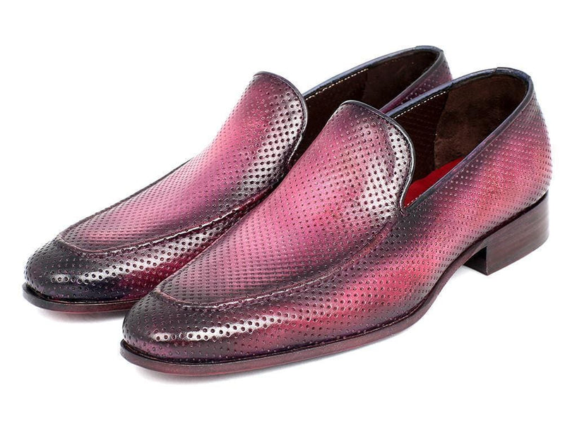 Paul Parkman (FREE Shipping) Perforated Leather Loafers Purple (ID