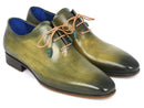 Paul Parkman (FREE Shipping) Plain Toe Wholecut Oxfords Green hand painted Leather (ID