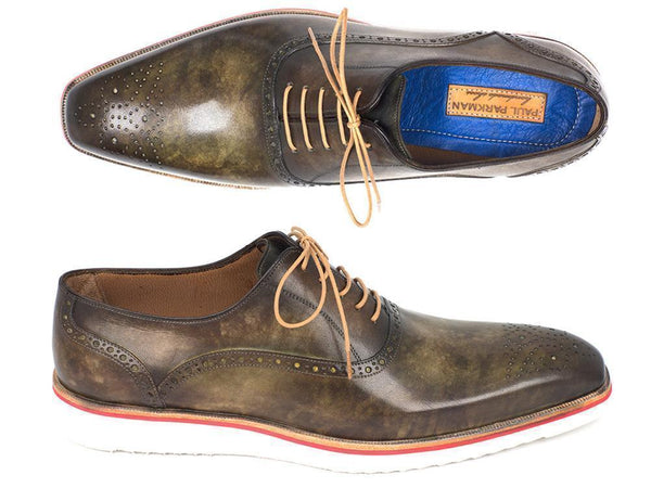 Paul Parkman (FREE Shipping) Smart Casual Oxford Shoes For Men Army Green (ID#184SNK-GRN) PAUL PARKMAN