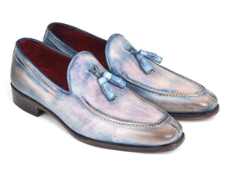 Paul Parkman (FREE Shipping) Tassel Loafers Lila Hand-Painted (ID