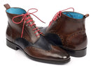 Paul Parkman (FREE Shipping) Wingtip Ankle Boots Dual Tone Brown & Blue (ID