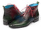 Paul Parkman (FREE Shipping) Wingtip Ankle Boots Three Tone Green Blue Bordeaux (ID