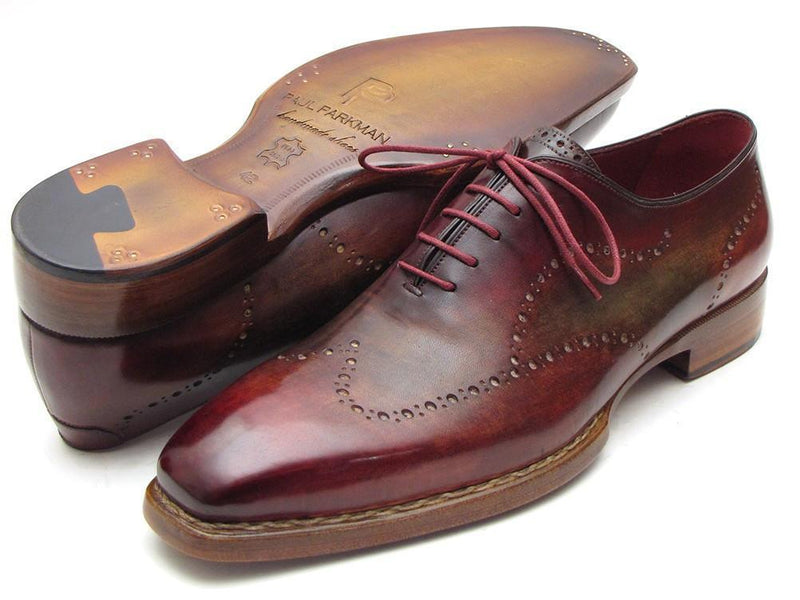 Paul Parkman (FREE Shipping) Wingtip Oxford Goodyear Welted Bordeaux & Camel (ID