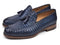 Paul Parkman (FREE Shipping) Woven Leather Tassel Loafers Navy (ID