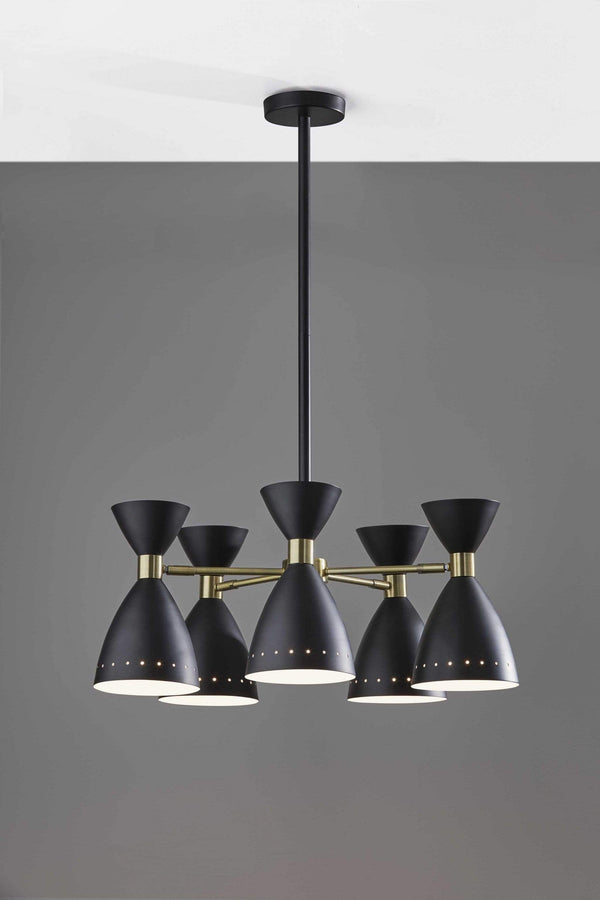 Pendant Lights Black Pendant Light - 34" X 34" X 36.25" Black Metal 5-Head Pendant HomeRoots