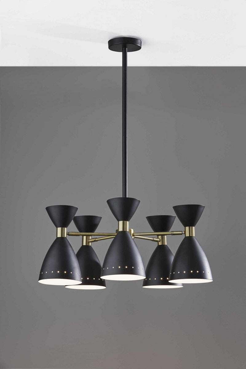 Pendant Lights Black Pendant Light - 34" X 34" X 36.25" Black Metal 5-Head Pendant HomeRoots