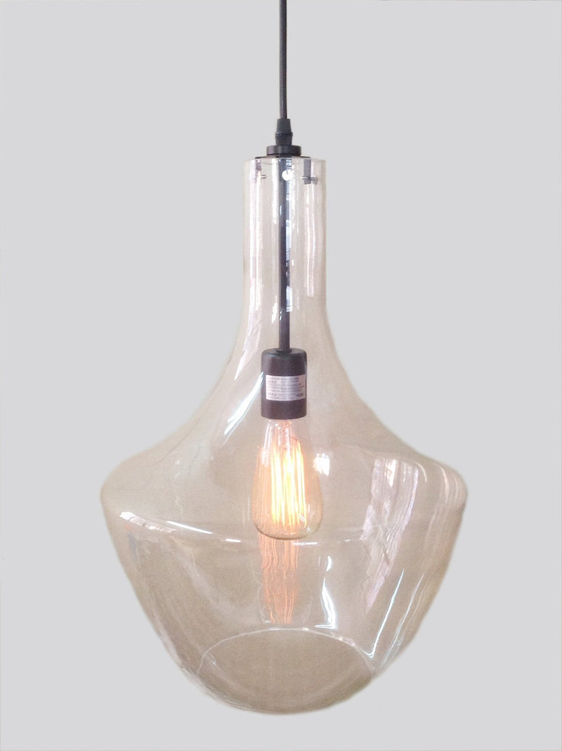 Pendant Lights Glass Pendant Light - Laarni 1-light Adjustable Cord Glass Edison Pendant with Bulb HomeRoots