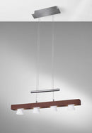 Pendant Lights Glass Pendant Lights - 24" X 11" X 38-69" Walnut Wood LED 4 Light Adjustable Pendant HomeRoots
