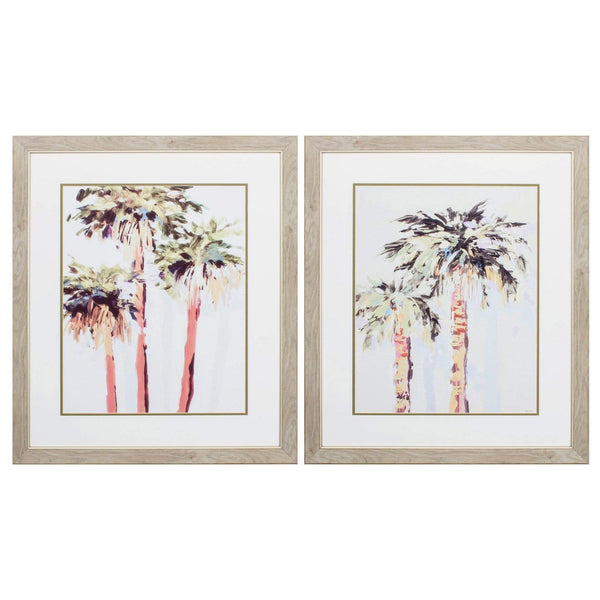 Pendant Lights Glass Pendant Lights - 24" X 28" Light Wood Toned Frame Light & Bright Palms (Set of 2) HomeRoots