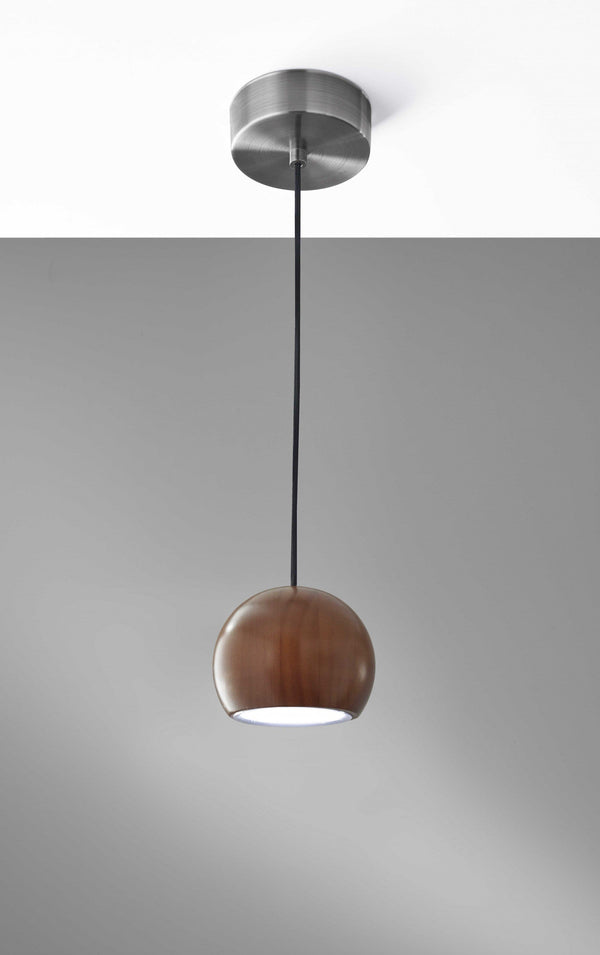 Pendant Lights Rustic Pendant Lighting - 3.5" X 3.5" X 4" Walnut Wood LED Round Pendant HomeRoots