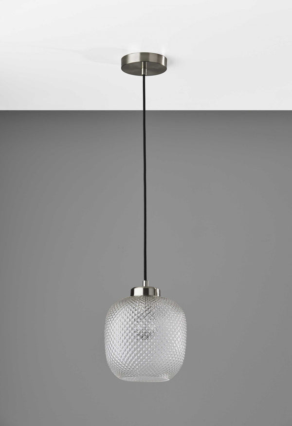 Pendant Lights Rustic Pendant Lighting - 8.625" X 8.625" X 10.5" Brushed steel Glass/Metal Pendant HomeRoots