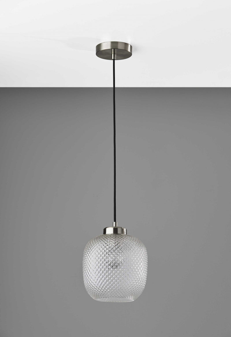 Pendant Lights Rustic Pendant Lighting - 8.625" X 8.625" X 10.5" Brushed steel Glass/Metal Pendant HomeRoots