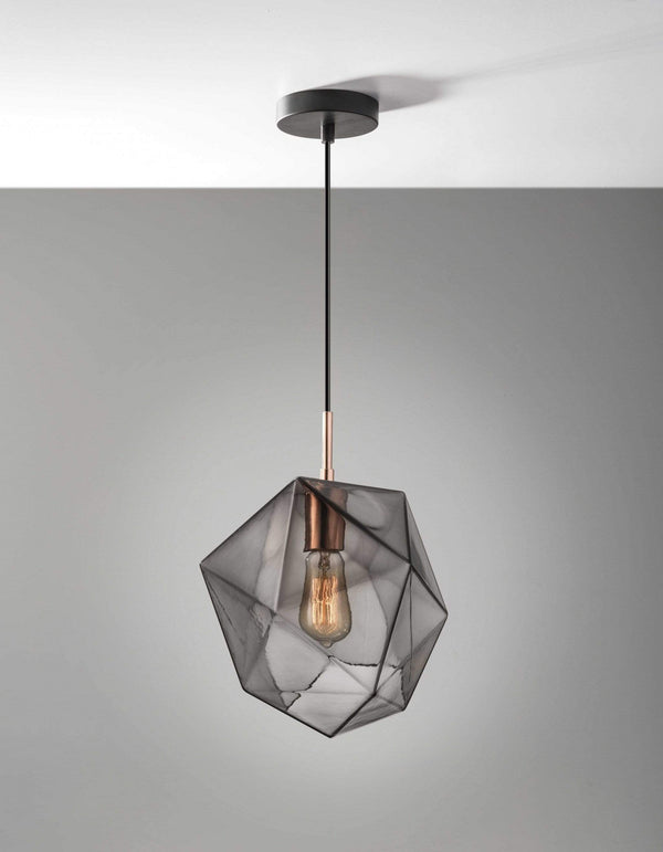 Pendant Lights Rustic Pendant Lighting - 9" X 9" X 12" Copper Glass Pendant HomeRoots