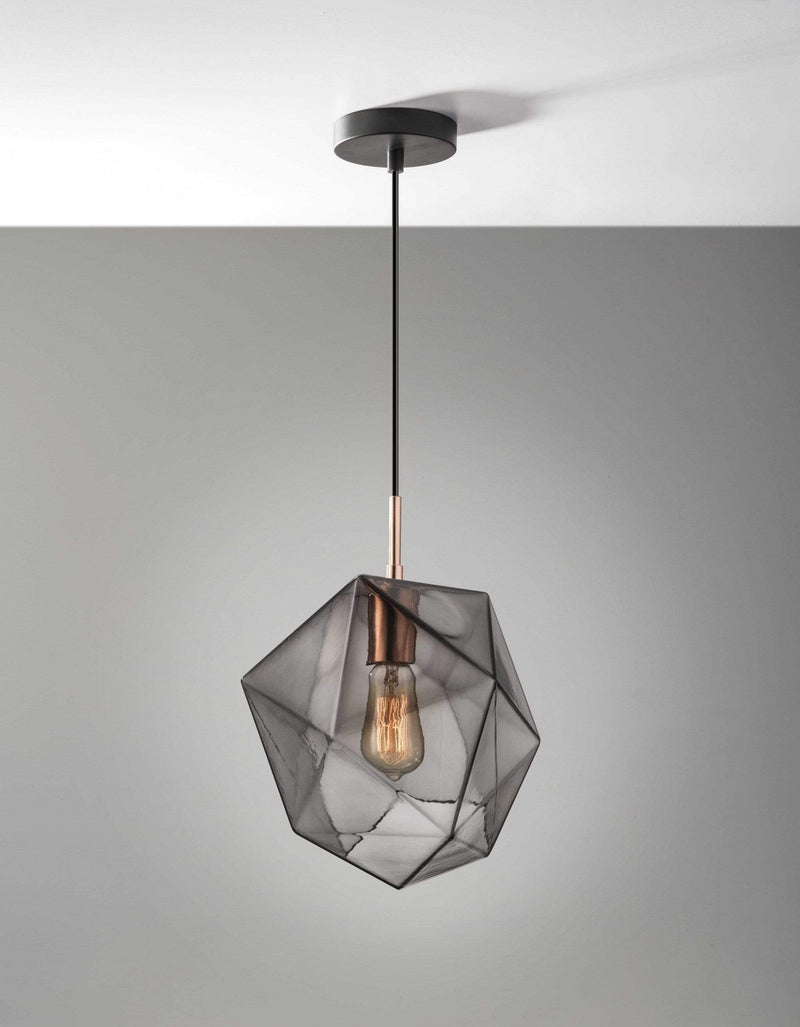 Pendant Lights Rustic Pendant Lighting - 9" X 9" X 12" Copper Glass Pendant HomeRoots