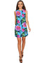 Peony Splash Adele Blue Pink Floral Mini Shift Dress - Women-Peony Splash-XS-Blue/Pink/Green-JadeMoghul Inc.