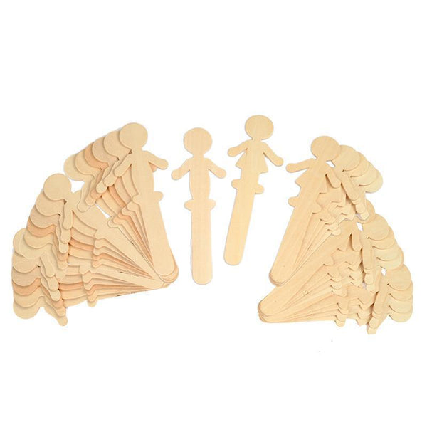 PEOPLE SHAPED WOOD CRAFT 36 PCS-Arts & Crafts-JadeMoghul Inc.