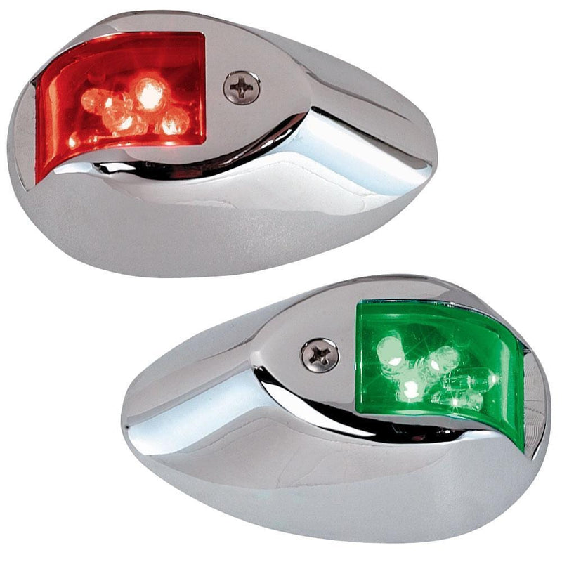 Perko LED Sidelights - Red-Green - 12V - Chrome Plated Housing [0602DP1CHR]-Navigation Lights-JadeMoghul Inc.