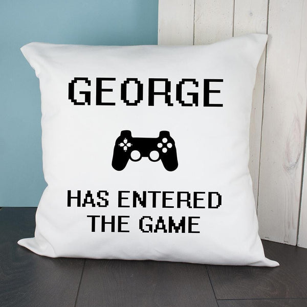 Personalised Baby Gifts - Baby Has Entered The Game Cushion Cover