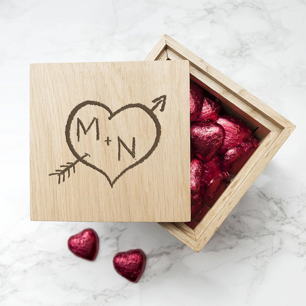 Personalized Photo Gifts Carved Heart Oak Photo Cube