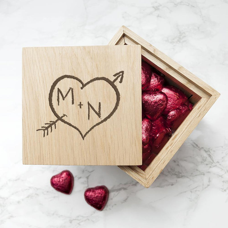 Personalized Photo Gifts Carved Heart Oak Photo Cube