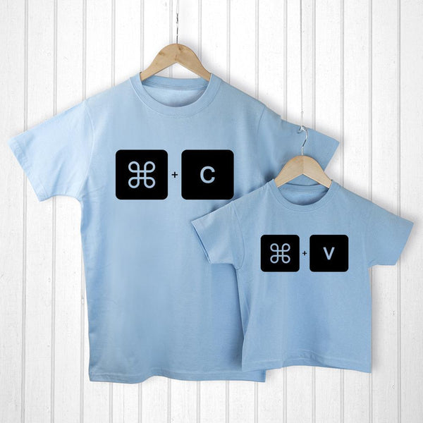 Personalized Gifts For Dad - Daddy and Me Command+V Blue T-Shirts