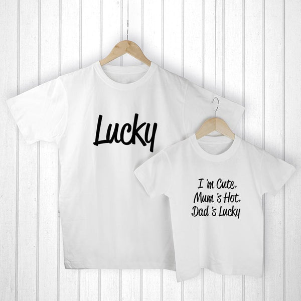 Personalized Father's Day Gifts - Daddy and Me Lucky White T-Shirts
