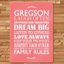 Personalized Gifts Family Rules Glass Chopping Board