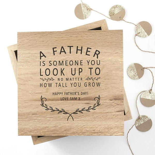 Father's Day Gifts Personalised Father Is Oak Photo Keepsake Box