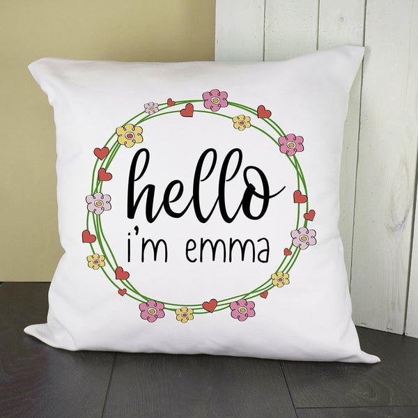 Personalised Pillow Floral Frame Cushion Cover