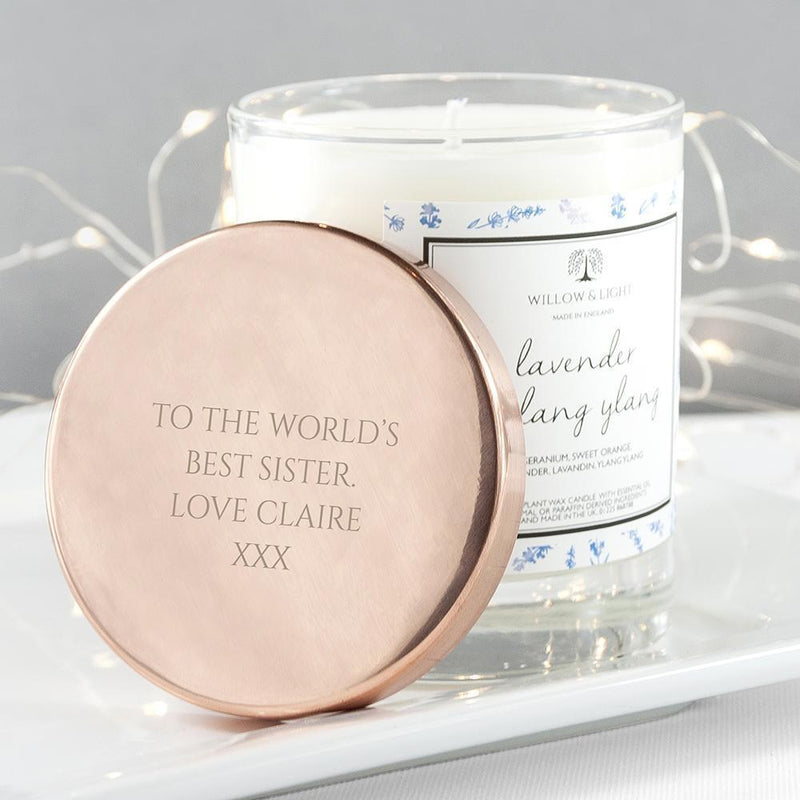 Personalised Gifts Lavender & Ylang Ylang Candle With Copper Lid