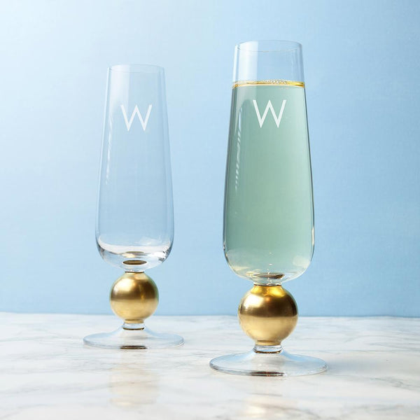 Personalized Gifts LSA Set Of Two Gold Champagne Glasses