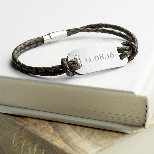 Personalized Gifts For Him Statement Leather Bracelet In Brown