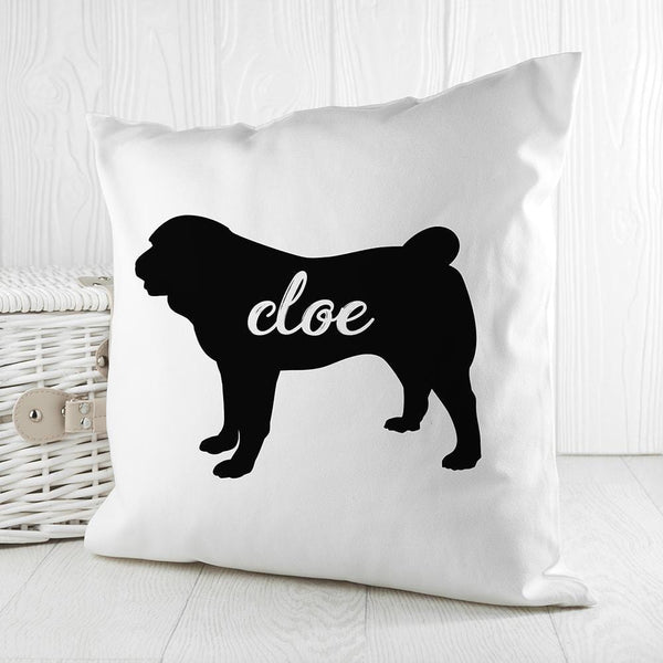Personalised Pillow Pug Silhouette Cushion Cover