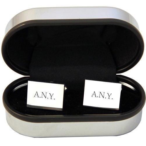 Personalized Gift Ideas Rectangle Silver Plated Cufflinks