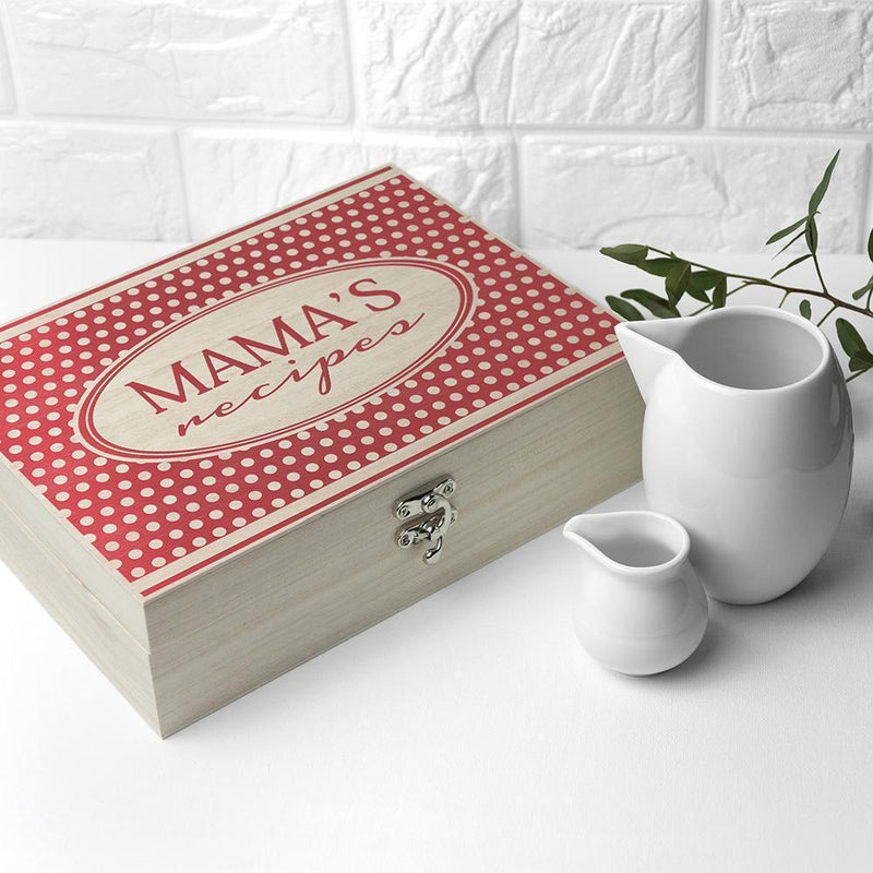 Personalized Gifts Retro Polka Dot Recipe Box