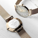 Personalized Watches  Rose Gold Mesh Strapped Watch With White Dial