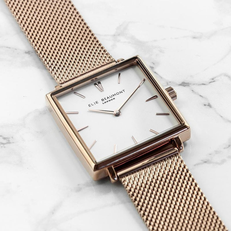 Personalized Watches  Rose Gold Metallic Square Watch