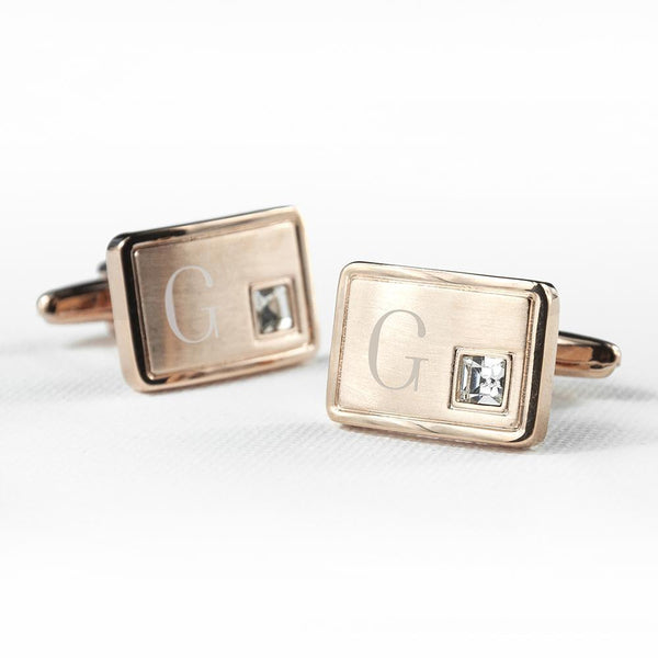 Personalized Gift Ideas Rose Gold Plated Cufflinks With Crystal
